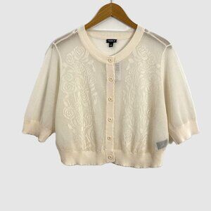 Torrid Lace Pointelle Button Front Crop Shrug